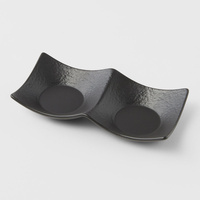 eWholesale Sauce Dish 2-Section Matt Black Glaze