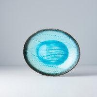 eWholesale Oval Plate 24x20cm Sky Blue Glaze