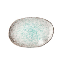 eWholesale Oval Plate 17x11cm Aqua Splash Glaze