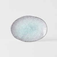 eWholesale Oval Plate 24x17cm Aqua Splash Glaze