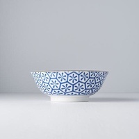 eWholesale Bowl 19cm Indigo Ikat Hexagon Flower Design