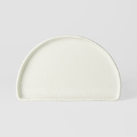 eWholesale Half Moon Plate 21cm Ivory White Glaze Ceramic