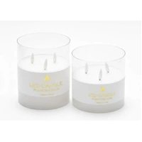 Bulk 6 Glass Tube Led Candle 3 Wick 12.5x12.5cm White