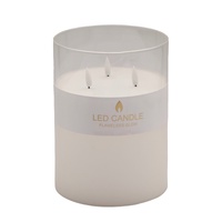 eWholesale Bulk 4 Glass Tube LED Candle 3 Wick 20cm