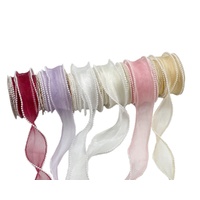 eWholesale Bulk 36 Artificial Pearl Edge Organza Ribbon 200cm