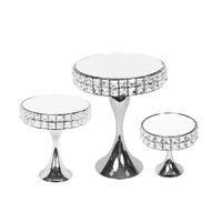 Set 3 Diamond Style Mirror Cake Stand 39cm