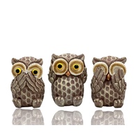 eWholesale Set 3 See No Evil Owl Cement Statues 10cm