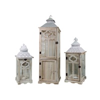 eWholesale Set 3 Tall Natural Wooden Lanterns 117cm