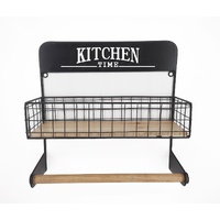 eWholesale Wooden Kitchen Basket with Hanging Rail 35x35cm