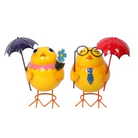 Set 2 Metal Chicken Decor Assort 20cm