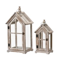 eWholesale Set 2 Wooden House Lanterns 60cm