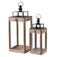 eWholesale Set 2 Wooden Rustic Charm Lanterns 49cm