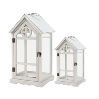 eWholesale Set 2 Wooden House Lanterns 53cm
