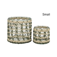 eWholesale Forest Green Paper Rope Glass Jar 8cm - 24pc