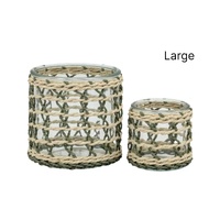 eWholesale Forest Green Paper Rope Glass Jar 12cm - 12pc