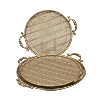 eWholesale Rustic Gold Metal Round Tray 6cm - 3 Pack