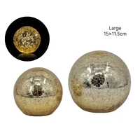 Bulk 6 Gold Crackle Led Globe Lrg 15x15x11.5cm