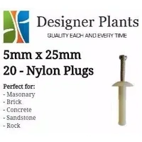 5mm x 25mm Nylon Plug (Masonry Surfaces) - 20 Pieces
