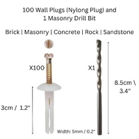 eWholesale 5mm x 25mm Nylon Plug Masonry 100 Pieces