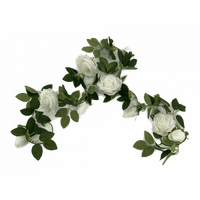 eWholesale Artificial White Rose Garland 190cm Flowering