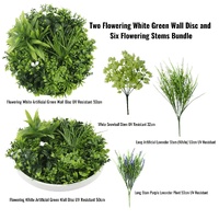 eWholesale Flowering White Green Wall Disc & Stems Bundle 50cm