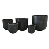 eWholesale Modern Black Rounded Terrazzo Planters Set of 5