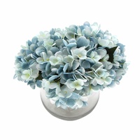 eWholesale Premium Faux Blue Hydrangea with Glass Vase 23cm