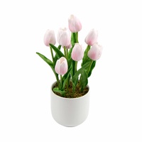 eWholesale Pink Artificial Tulip Arrangement Ceramic Bowl 35cm