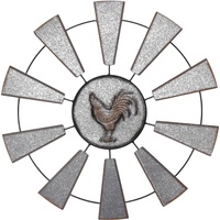 eWholesale Rooster & Windmill Metal Wall Art 70x70cm
