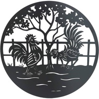 eWholesale Happy Rooster Metal Wall Art Set 2 98x98cm