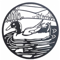 Round Friendly Duck Metal Wall Art 60cm