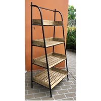 4 Tier Wooden Rack With Metal Frame 70x152cm