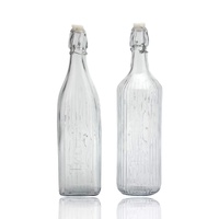 eWholesale Bulk 12 Clear Glass Water Bottles Clip Top 1L