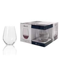 Bulk 12 Clear Stemless Wine Glass Pack Of 4 530ml