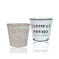 eWholesale Set 2 Farmers Market Metal Planter Round 14cm