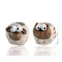 eWholesale Set 2 Ceramic Sheep & Cat Planter 15cm