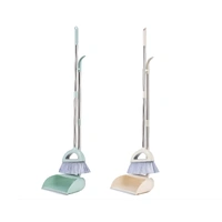 Bulk 12 Plastic & Stainless Steel Dustpan & Broom Set 24x88cm 2 Asst