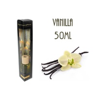eWholesale Scented Oil Diffuser Vanilla 50ml with 8 Rattan Sticks (Bulk 24)