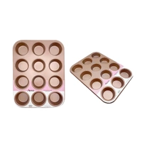 Bulk 12 Rose Gold Muffin Tray 12 Cup 35x26.5x3cm