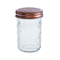 eWholesale Medium Diamond Glass Jar Rose Gold Lid 10cm 24 Pack