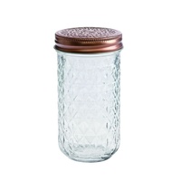 eWholesale Large Diamond Glass Jar Rose Gold Lid 13cm 24 Pack