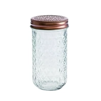bulk 24 Large Diamond Look Glass Jar w/ Rose Gold Lid 13cm