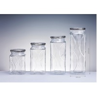 eWholesale 12x 27cm Swirl Embossed Square Glass Jar with Glass Lid