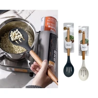 Bulk 24 Accent Silicone Slotted Spoon 32x7cm 2 Asst