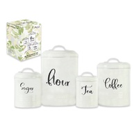 eWholesale Set 4 Metal Tin Sugar Tea Coffee Container 25cm