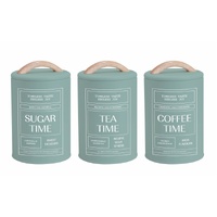 eWholesale Set 3 Sage Green Metal Coffee Tea Sugar Tins