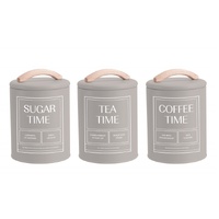 eWholesale Set 3 Almond Cream Metal Storage Tins 11x15cm