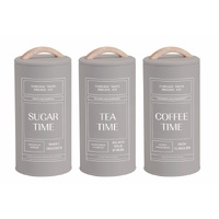 eWholesale Set 3 Almond Cream Metal Storage Tins 11x19cm