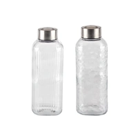 bulk 24 Glass Bottle w/ Metal Screw Lid 400ml 19cm