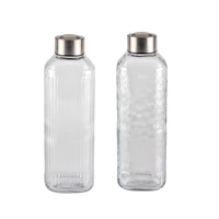 bulk 12 Glass Bottle w/ Metal Screw Lid 1Lt 23cm